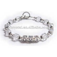 Clear Glass Cube Beads Bracelet